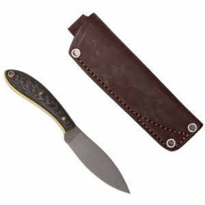 LT Wright Knives Small Northern Hunter - AEB-L Steel - Flat Grind - Carbon Fiber w/Yellow Liner img3